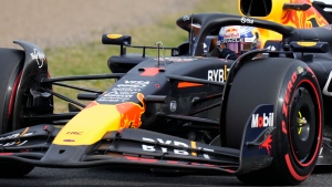 Red Bull driver Max Verstappen of the Netherlands steers his car during the qualifying session at the Suzuka Circuit in Suzuka, central Japan, Saturday, April 6, 2024, ahead of Sunday's Japanese Formula One Grand Prix. (AP Photo/Hiro Komae)