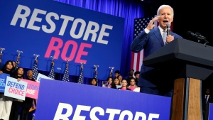 President Joe Biden speaks about abortion access during a Democratic National Committee event Oct. 18, 2022, in Washington. (AP Photo/Evan Vucci, File)