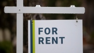 A new report says the asking rent for a home in Canada in March was up 8.8 per cent compared with a year ago, but down from February. A rental sign is seen outside a building in Ottawa, Thursday, April 30, 2020. THE CANADIAN PRESS/Adrian Wyld

