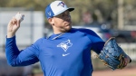 Toronto Blue Jays pitcher Yariel Rodriguez throws in a drill during spring training action in Dunedin, Fla. on Monday February 19, 2024. Rodríguez has been recalled by the Toronto Blue Jays from their triple-A affiliate. THE CANADIAN PRESS/Frank Gunn
