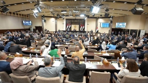 FILE: This photo from Iraqi parliament shows the Iraqi lawmakers attend a parliamentary session to vote on the federal budget at the parliament headquarters in Baghdad, Iraq, Sunday, June 11, 2023. (Iraqi Parliament Media Office via AP)