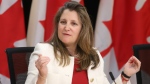 Finance Minister Chrystia Freeland is set to present the federal budget on Tuesday after a countrywide tour that teased many of the housing and affordability measures to be included in the document. Freeland participates in a news conference in Ottawa, Tuesday, April 9, 2024. THE CANADIAN PRESS/Patrick Doyle
