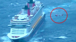 WATCH: Woman evacuated from Disney cruise ship