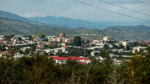 A view of Khankendi, Azerbaijan on Monday, Oct. 2, 2023 which is also known as Stepanakert, Karabakh to Armenians. (Aziz Karimov / AP Photo)