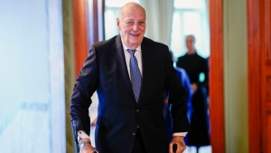 Norway's King Harald on his way to lunch with the Norwegian government in Oslo, Norway, Wednesday, Feb. 14, 2024. (Cornelius Poppe/NTB Scanpix via AP)