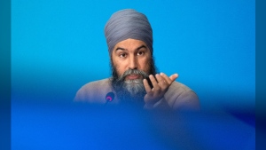 NDP Leader Jagmeet Singh is raising eyebrows anew over his carbon pricing stance, refusing to say today whether or not he would keep scheduled increases in place if he becomes prime minister. Singh speaks to members of the Canadian Labour Congress in Ottawa, Thursday, April 18, 2024. THE CANADIAN PRESS/Adrian Wyld