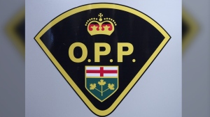 Ontario Provincial Police are investigating after a collision involving a school bus and a truck in Russell, Ont., south of Ottawa. An OPP logo is shown during a press conference, in Barrie, Ont., Wednesday, April 3, 2019. THE CANADIAN PRESS/Nathan Denette
