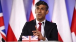 Britain's Prime Minister Rishi Sunak addresses a press conference in Warsaw, Poland, on Tuesday April 23, 2024. (Henry Nicholls, Pool Photo / The Associated Press)