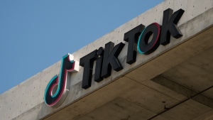 The TikTok Inc. logo is seen on their building in Culver City, Calif., Monday, March 11, 2024. Prime Minister Justin Trudeau says he's not going to comment on the future of TikTok in the United States, but says his own government will continue to look out for the security of Canadians. THE CANADIAN PRESS/AP-Damian Dovarganes
