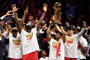 The 2019 Toronto Raptors team, which consists of forward Kawhi Leonard, Marc Gasol, Kyle Lowry, OG Anunoby, Serge Ibaka, Pascal Siakam, Danny Green, Fred VanVleet, and Norman Powell, brought the Larry O'Brien trophy north of the border for the first time. On their way to the championship, the Raptors beat the Orlando Magic, Philadelphia 76ers, Milwaukee Bucks, and Golden State Warriors. (THE CANADIAN PRESS/Frank Gunn) <br><br><a href="https://www.cp24.com/sports/toronto-raptors-news/toronto-raptors-defeat-warriors-in-game-6-to-win-first-ever-nba-championship-title-1.4466012">FULL STORY</a><br>