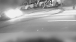 A still from a video shows a suspect setting a tow truck on fire in Markham on Thursday, April 25, 2024. (York Regional Police)
