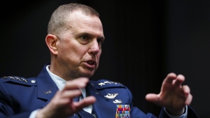 United States Air Force Gen. Gregory M. Guillot, Commander of the North American Aerospace Defense Command takes part in an interview with The Canadian Press, in Ottawa, Wednesday, April 17, 2024. THE CANADIAN PRESS/Sean Kilpatrick