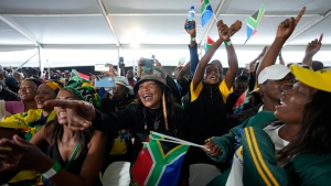 People attend Freedom Day celebrations in Pretoria, South Africa, Saturday April 27, 2024. (AP Photo/Themba Hadebe)