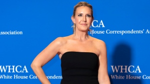 Journalist Poppy Harlow poses for photographers as she arrives at the annual White House Correspondents' Association Dinner in Washington, Saturday, April 29, 2023. (AP Photo/Jose Luis Magana, File)