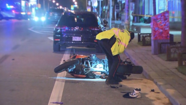A motorcyclist was critically injured in an April 28 collision near Danforth and Woodbine avenues. (Tim Constable/CP24)