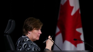 Commissioner Justice Marie-Josee Hogue listens as Prime Minister Justin Trudeau appears as a witness at the Public Inquiry Into Foreign Interference in Federal Electoral Processes and Democratic Institutions in Ottawa on Wednesday, April 10, 2024. A federal inquiry into foreign interference has yet to present its initial report, but the Liberal government is already advancing plans to overhaul a suite of national security laws and procedures. THE CANADIAN PRESS/Sean Kilpatrick