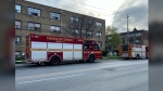 A one-alarm fire broke out at a low-rise apartment building near Trethewey and Black Creek drives on April 29. (Simon Sheehan/CP24)