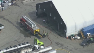 Four people have been injured after a garbage truck caught fire at a GFL facility in Pickering on April 30.