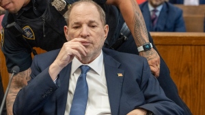 Harvey Weinstein appears at Manhattan criminal court for a preliminary hearing on Wednesday, May 1, 2024 in New York. Weinstein made first appearance since his 2020 rape conviction was overturned by an appeals court last week. (Steven Hirsch/New York Post via AP, Pool)