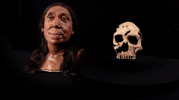 Researchers unearthed the skull used in the reconstruction in 2018. Subsequent analysis revealed it belonged to a Neanderthal woman, who would have been in her mid-40s when she died. (Jamie Simonds/BBC Studios via CNN)