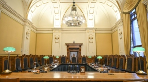 A view of the interior of the Supreme Court, in Oslo, Oct. 31, 2023. A convicted sex offender is asking the Norwegian Supreme Court to declare social media access is a human right. The case before the court Thursday, May 2, 2024 involves a man who molested a minor and used the Snapchat messaging app to connect with young boys. (Martin Solhaug Standal/NTB Scanpix via AP)
