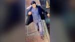 Police say the man seen in the photo is wanted in connection with a stabbing at Yonge-Dundas Square on Tuesday, April 30, 2024. (TPS)