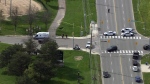 Peel police are on the scene of a shooting near Chinguacousy Park in Brampton on Tuesday, May 7, 2024. (Chopper24)
