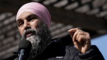 NDP Leader Jagmeet Singh speaks during a press conference in Toronto on Monday, April 1, 2024. THE CANADIAN PRESS/Nathan Denette