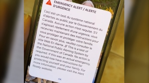 An emergency alert test is shown in this picture taken May 8, 2024. 