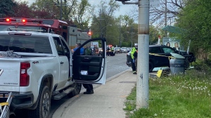 Police are investigating a collision in Bridle Path that left three people injured on Friday, May 10, 2024. (CP24/Tristan Phillips)