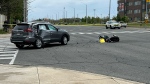 Police are on the scene of a collision in Brampton on Saturday, May 11, 2024. (Simon Sheehan/CP24)