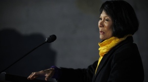 Toronto Mayor Olivia Chow speaks during a press conference in Toronto, Wednesday, April 3, 2024. Chow says she decided to not attend a city hall ceremony marking Israel's national day because raising the Israeli flag is currently a "divisive" gesture. THE CANADIAN PRESS/Cole Burston
