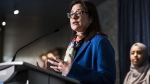 Toronto's Medical Officer of Health Dr. Eileen de Villa speaks to the media at city hall in Toronto on April 24, 2019. THE CANADIAN PRESS/Christopher Katsarov