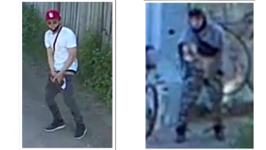 Police are searching for the two suspects in the photo after a shootout in Hamilton on Monday, May 13, 2024. (Hamilton Police Service)