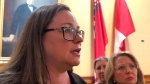 NDP MPP Catherine Fife speaks to reporters after planned debate on her bill for accountability on court delays for sexual assault victims is shut down. (Siobhan Morris/CTV News Toronto)
