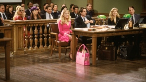 A new Amazon series will explore the past of Elle Woods, played in the 'Legally Blonde' movies by Reese Witherspoon (center), who is shown in a scene from the first film. (Everett Collection via CNN Newsource)