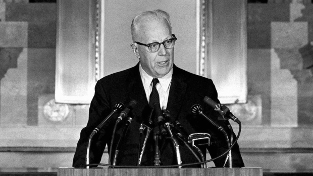 Chief Justice Earl Warren speaks at the Washington National Archives during a ceremony marking the 175th anniversary of congressional passage of legislation establishing the federal judicial system in the U.S., on Sept. 22, 1964.  (AP Photo/Bill Allen, File)