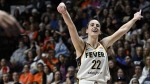 Indiana Fever guard Caitlin Clark (22) reacts after missing a 3-point shot against the Connecticut Sun during the fourth quarter of a WNBA basketball game, Tuesday, May 14, 2024, in Uncasville, Conn. (AP Photo/Jessica Hill)