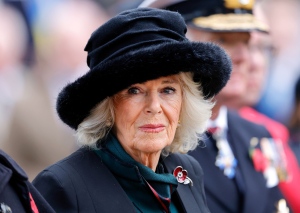 Queen Camilla visits the 95th Field of Remembrance at Westminster Abbey in November 2023 in London, England. (Max Mumby/Indigo/Getty Images via CNN Newsource)