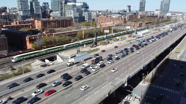 The Gardiner Expressway in Toronto can be seen above. (CTV News)