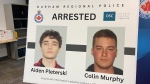 A poster announcing the arrests of the so-called 'Crypto King' and an alleged associate is shown inside Durham police headquarters on May 16. (CP24)