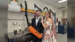 Toronto residents Elizabeth Dunphy and Will Gossaert met and fell in love at Holland Bloorview Kids Rehabilitation Hospital. They visited the hospital on May 10 for a wedding photo shoot. (Joanna Lavoie/CP24)