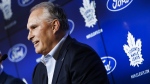 Toronto Maple Leafs new head coach Craig Berube speaks during his introductory press conference in Toronto, Tuesday, May 21, 2024. THE CANADIAN PRESS/Cole Burston