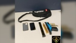 A photo of items, including a 'ghost' gun, that were seized during a May 19 traffic stop in King Township. (OPP photo)