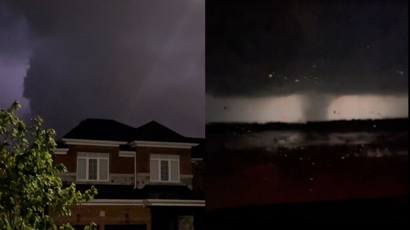 A potential tornado in Bradford and Alliston, Ont. (Mr.StormyG/ Mona Ashim). 