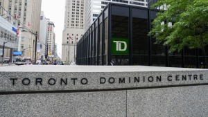 TD Bank and Toronto Dominion Centre signage is pictured in the financial district in Toronto, Friday, Sept. 8, 2023. THE CANADIAN PRESS/Andrew Lahodynskyj