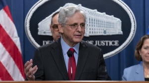 Attorney General Merrick Garland speaks during a news conference at the Department of Justice headquarters in Washington, Thursday, May 23, 2024. The Justice Department has filed a sweeping antitrust lawsuit against Ticketmaster and parent company Live Nation Entertainment, accusing them of running an illegal monopoly over live events in America and driving up prices for fans. (AP Photo/Jose Luis Magana)