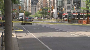 Toronto police have shut down a stretch of Bay Street downtown for reports of falling glass. 