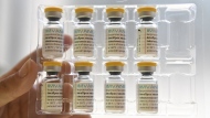 A health professional shows doses of mpox vaccines at the Edison municipal vaccination centre in Paris, Wednesday July 27, 2022. THE CANADIAN PRESS/AP-POOL, Alain Jocard