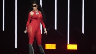 FILE - Nicki Minaj performs during the MTV Video Music Awards on Tuesday, Sept. 12, 2023, at the Prudential Center in Newark, N.J. Rapper Nicki Minaj says bags were searched on way out of Netherlands. (Photo by Charles Sykes/Invision/AP, File)
